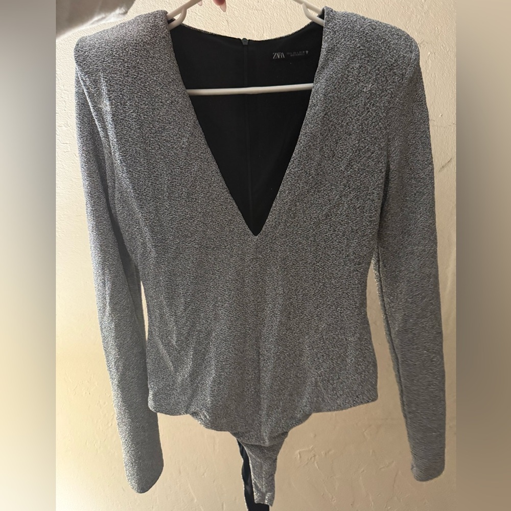 Zara Gray Textured Top